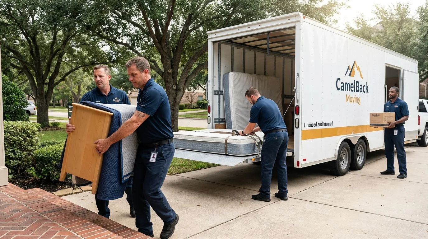 Crew loading residential truck for cross-state move from Niverville, NY